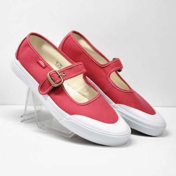 VANS UNISEX  mary jane low pro flat shoes red Sz 10 women's NEW - Picture 1 of 8